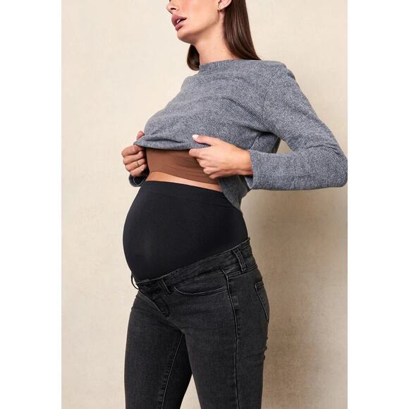 BLANQI Maternity Postpartum Belly Support Skinny Jeans Size 4 Black Distressed - Picture 6 of 10